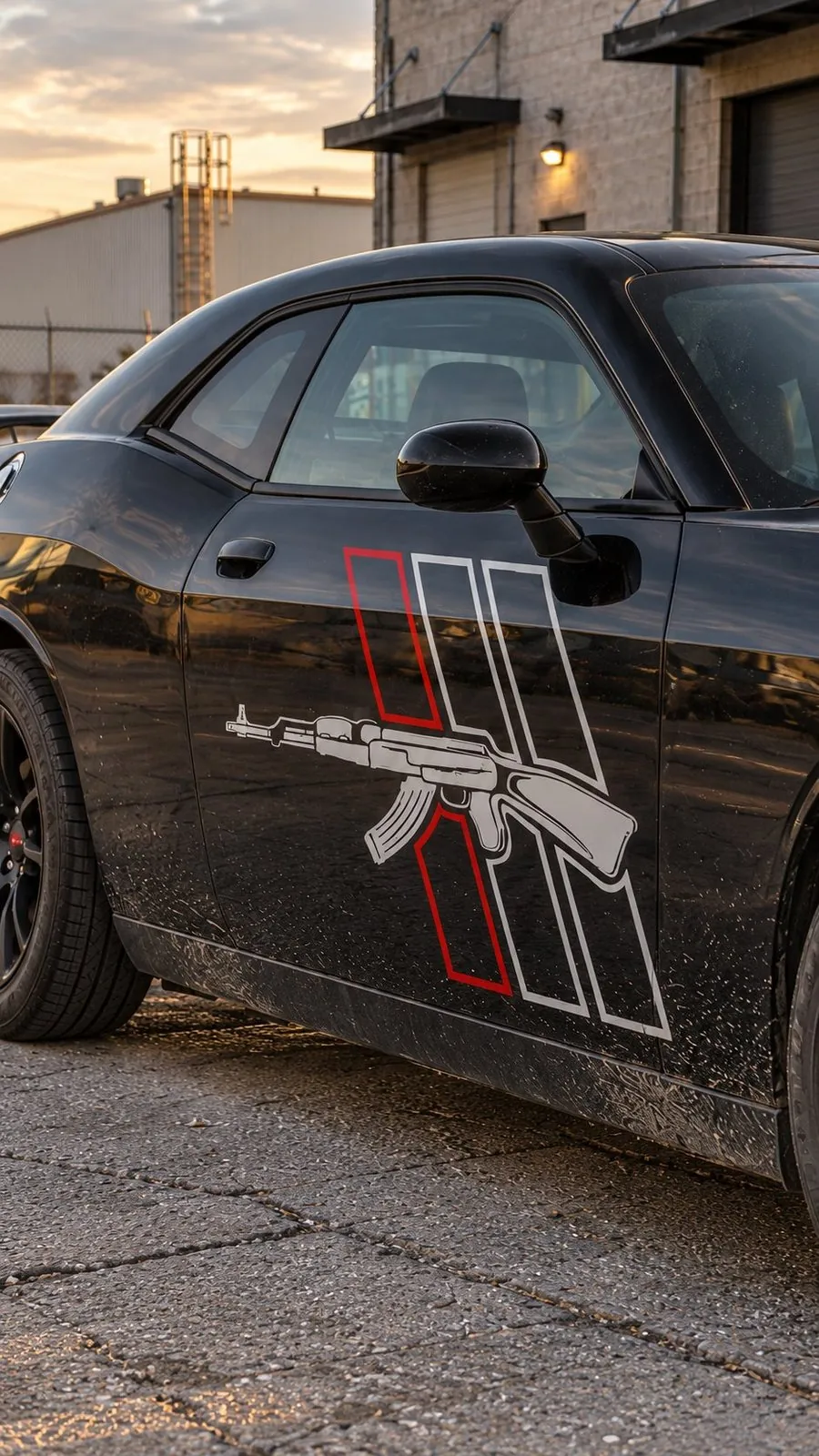 Close-up detail of the rifle side decal artwork