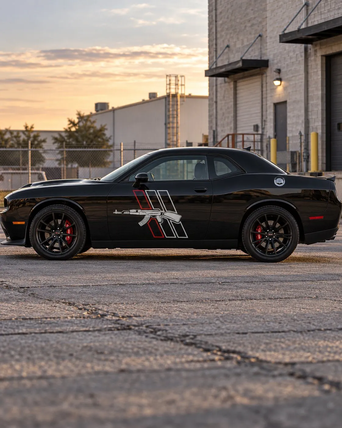 Rifle side decal on a Challenger from the front angle