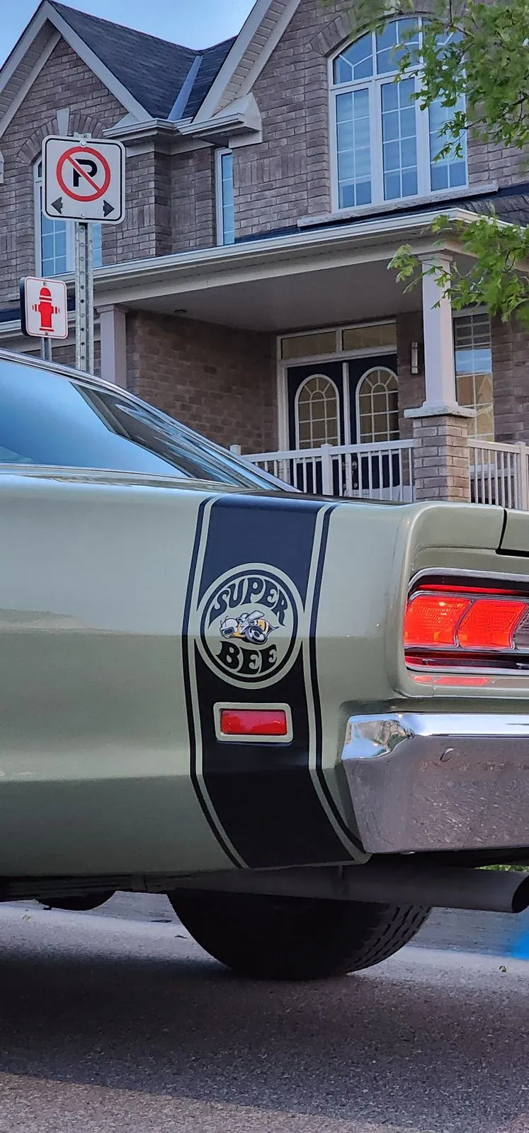 Classic Mustang rear blackout panel with circular emblem decal